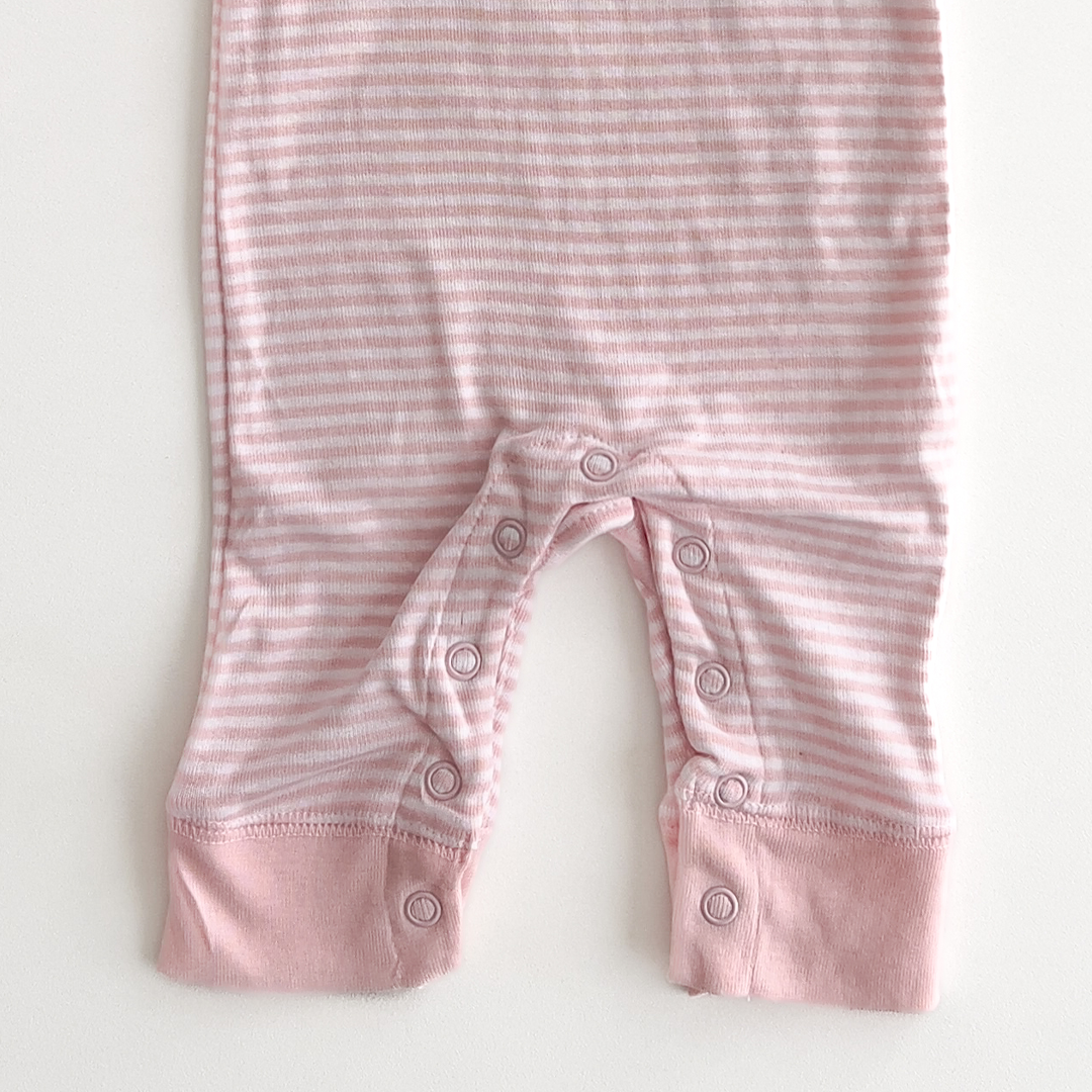 Pink and white stripes love romper