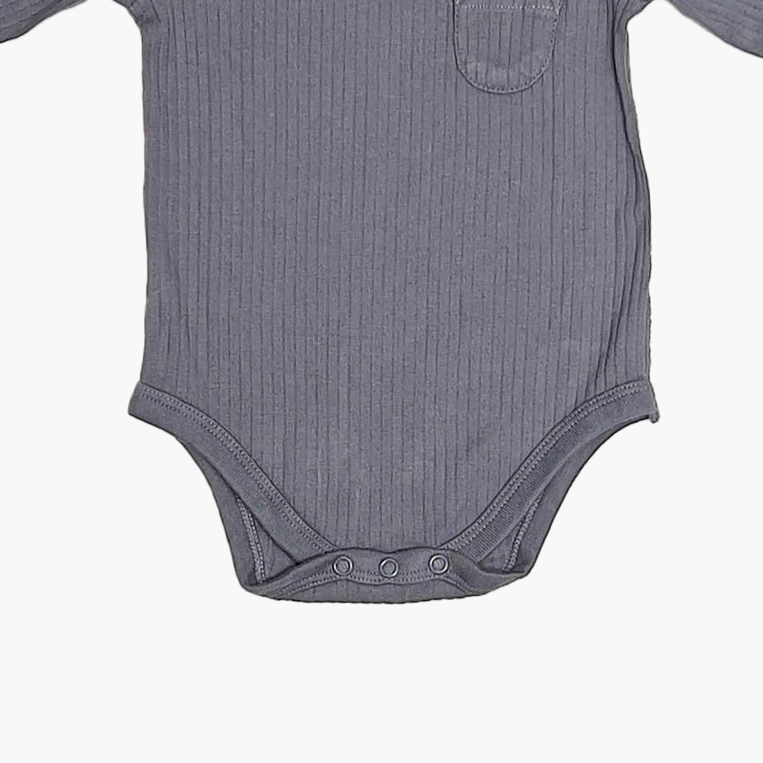 DARK GREY RIBBED ONESIE