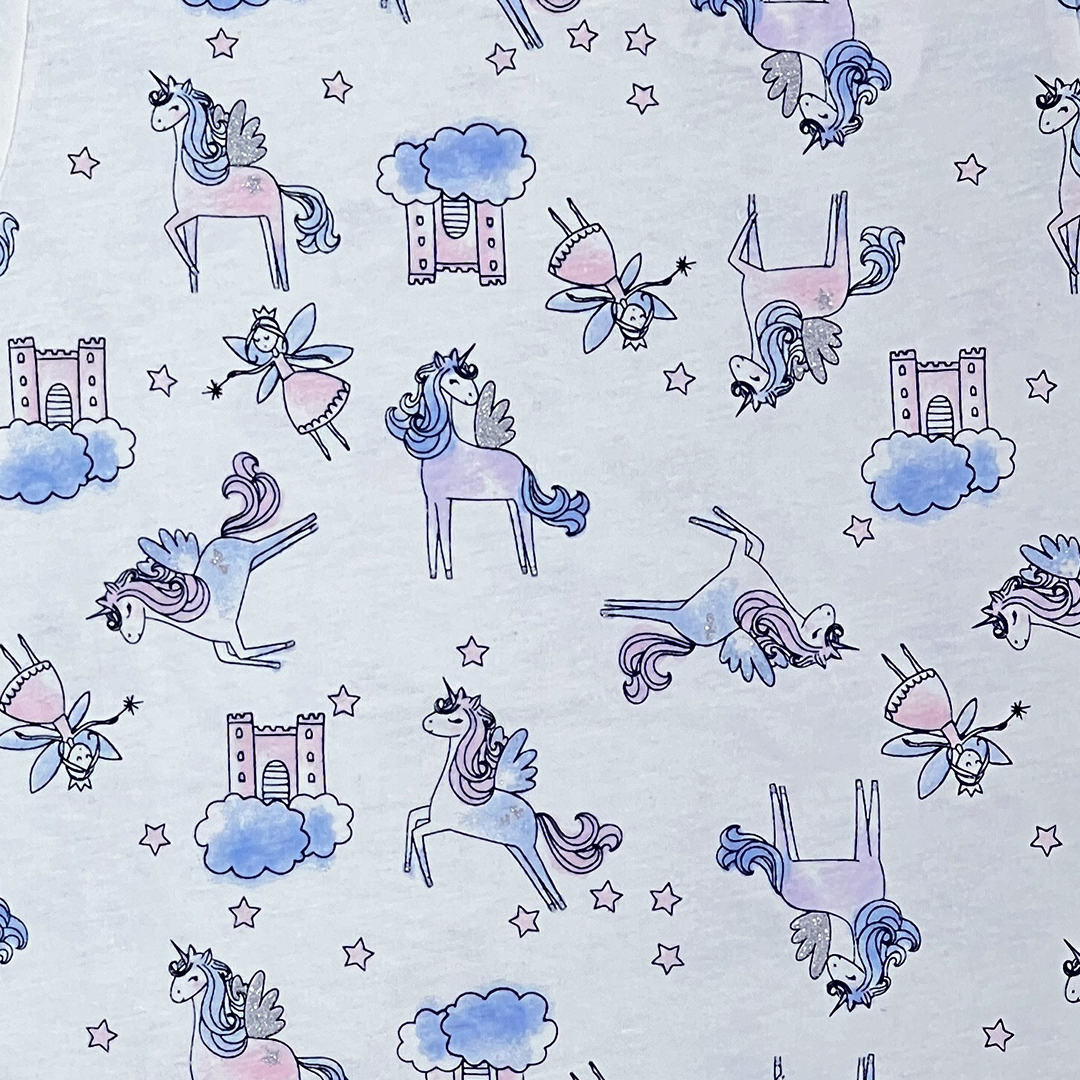 Princes Unicorn Glitter Print White Two Piece for Girls | 18-24 Months |