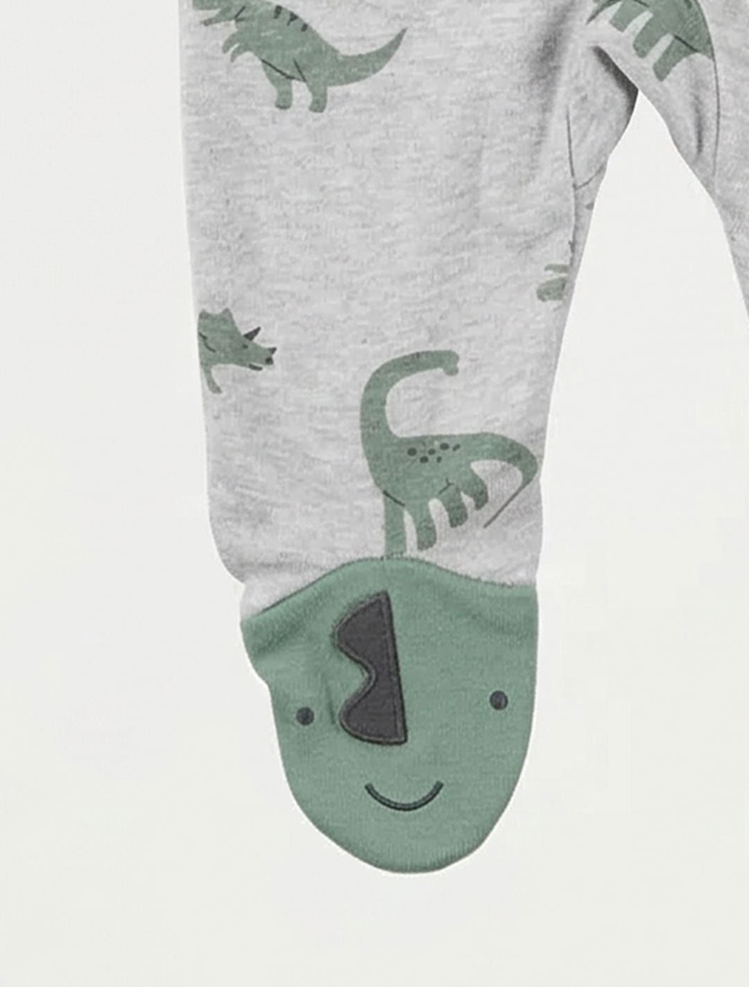 GREY GREEN DINO SLEEPSUIT