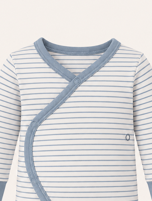 Blue stripes wrapover romper
