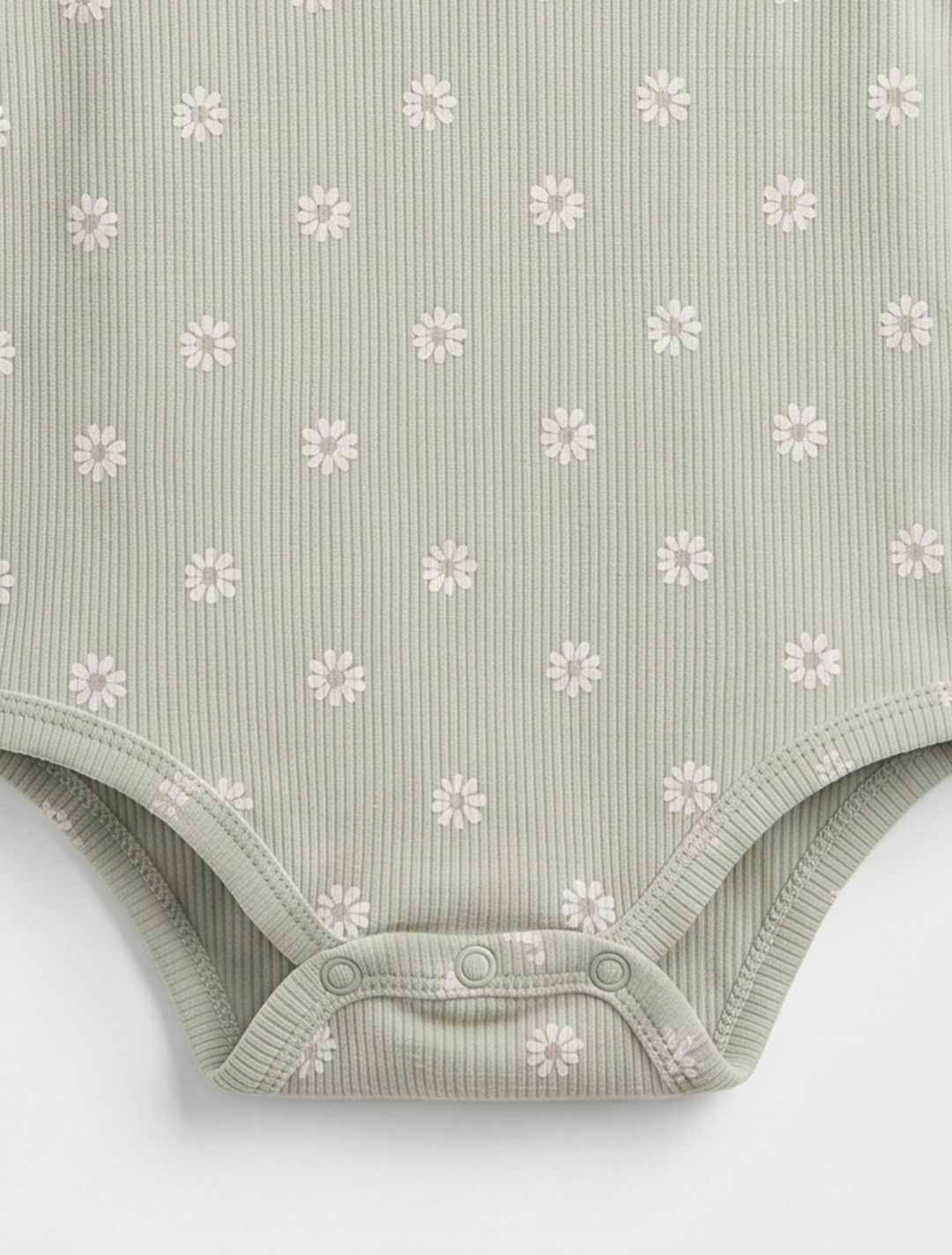 SAGE GREEN FLORAL RIBBED ONESIE
