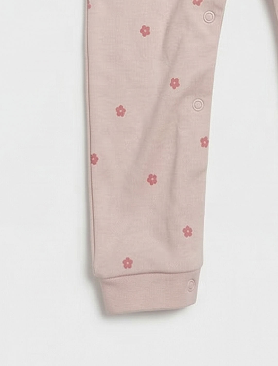 BEIGE FLORAL BUTTON PRINTED ROMPER