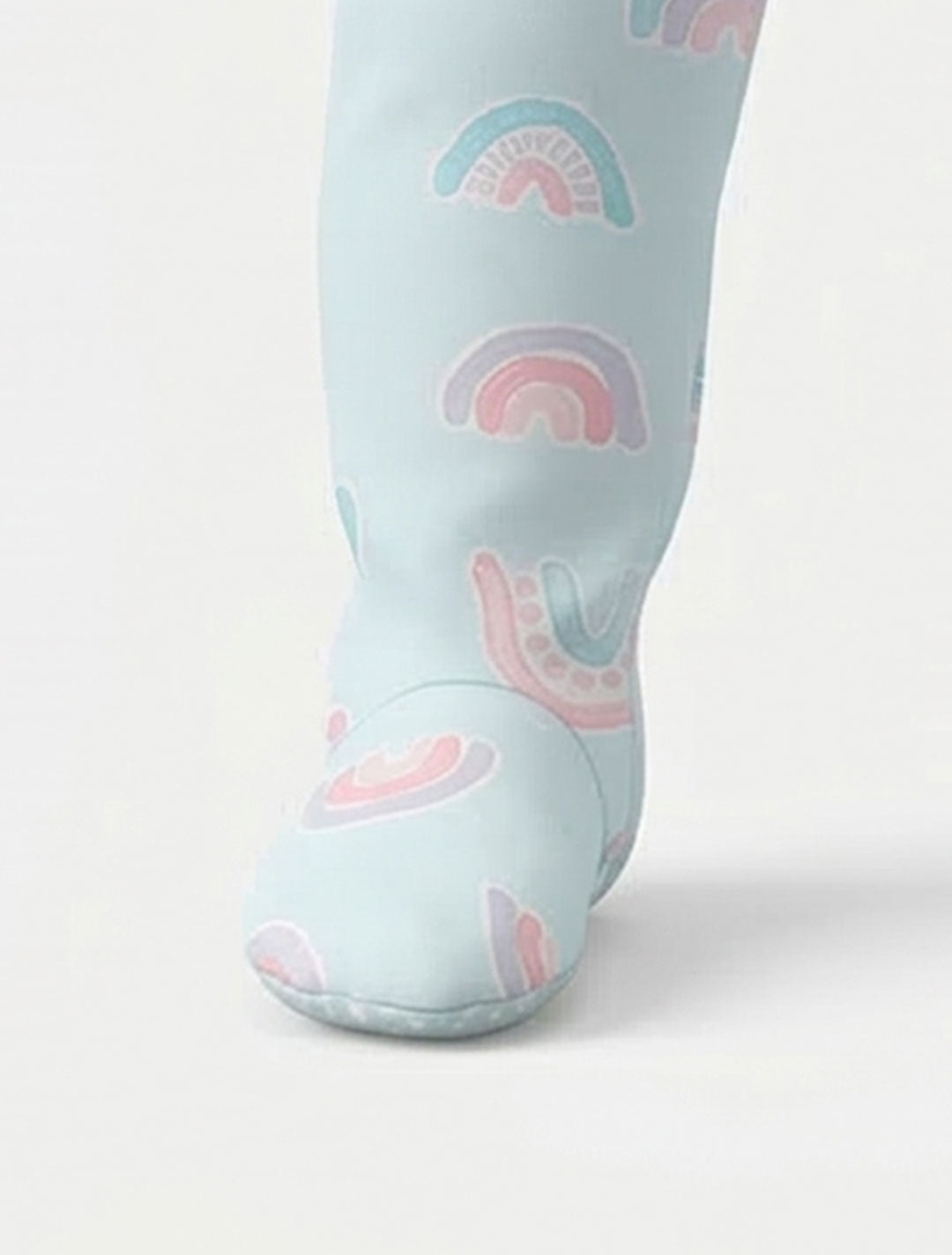 POWDER BLUE RAINBOW ZIPPER VISCOUS SLEEPSUIT
