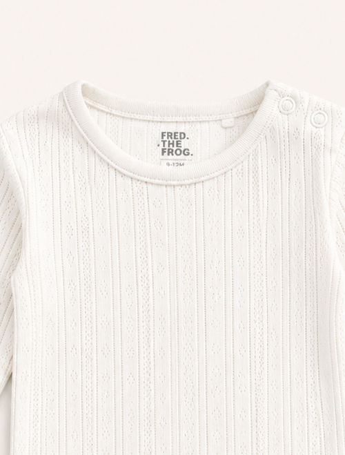 White pointelle plain onesie