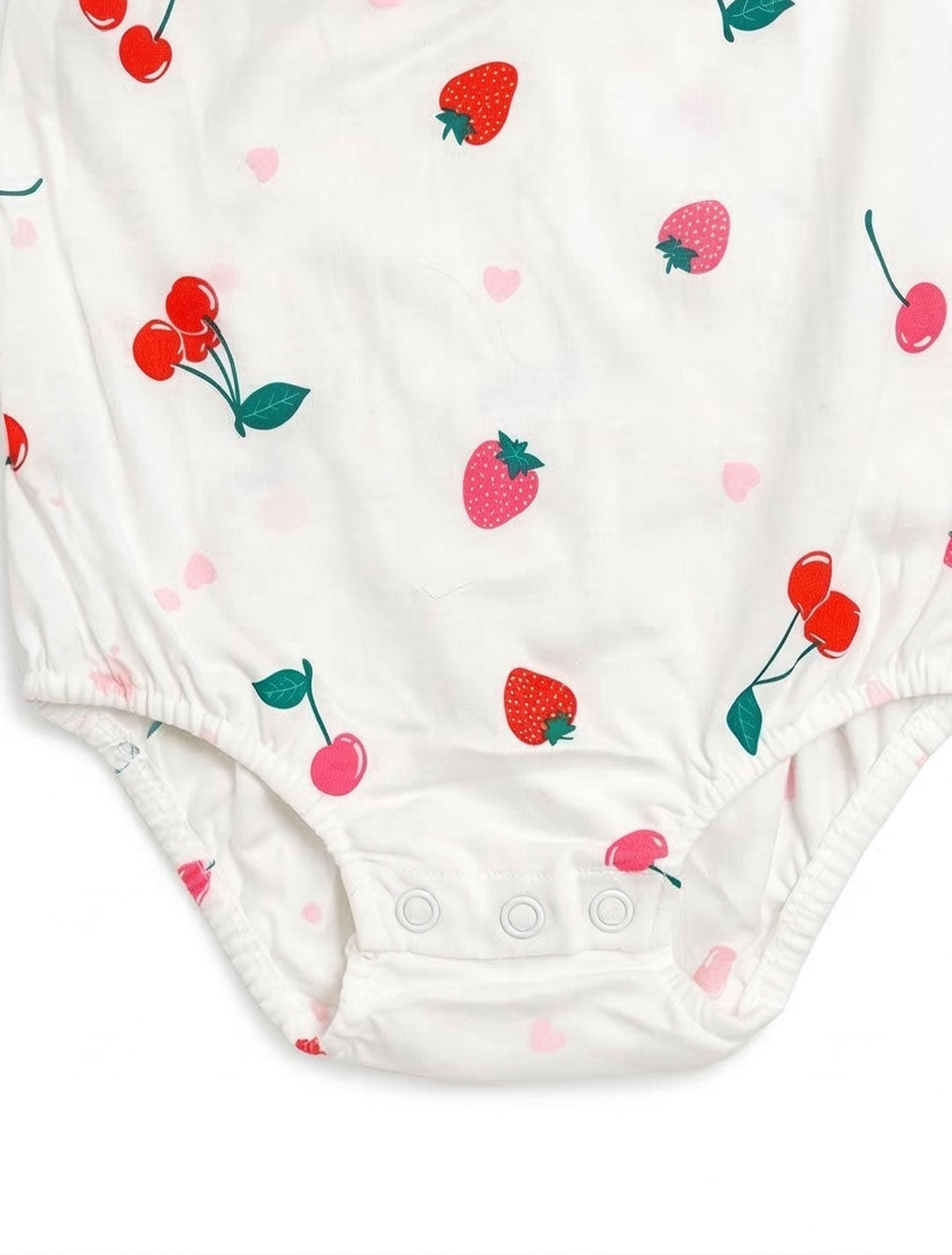 WHITE STRAWBERRY PRINTED FANCY ONESIE
