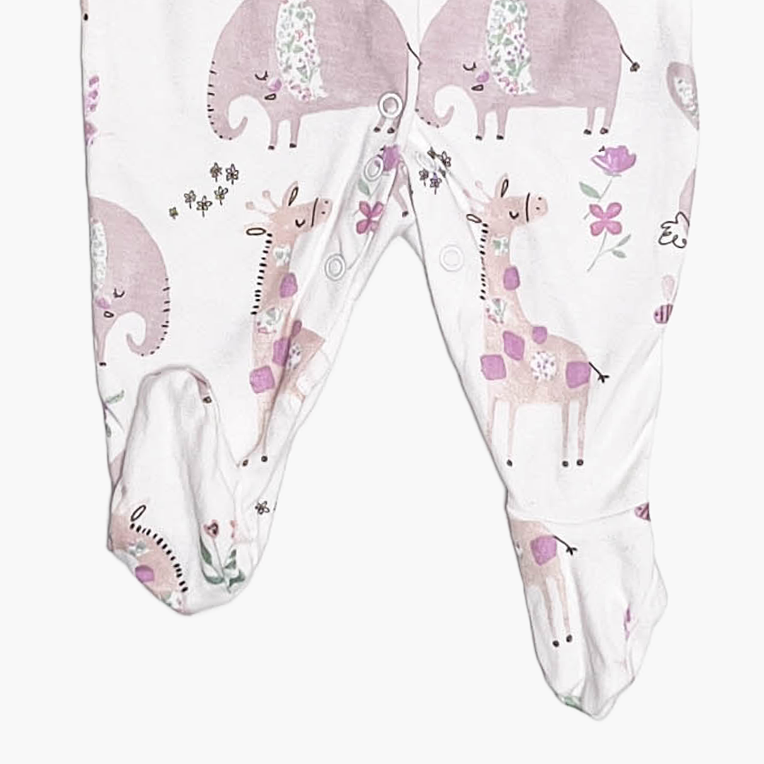 LAVENDER ANIMAL PRINTED SLEEPSUIT