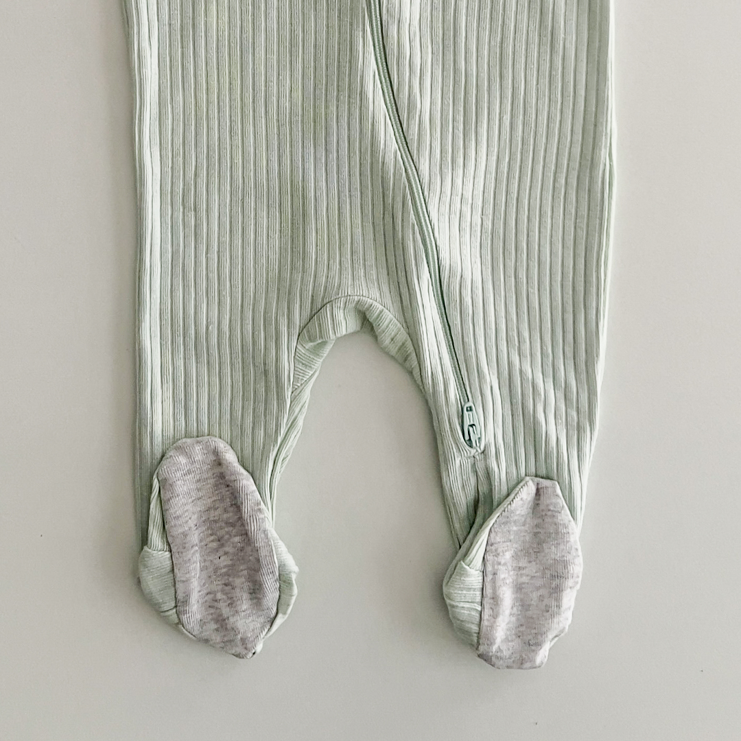 MINT GREEN RIBBED SLEEPSUIT