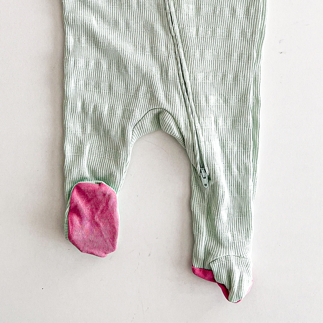 MINT GREEN RIBBED SLEEPSUIT