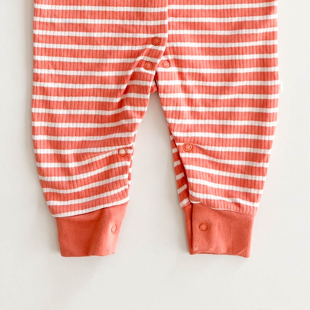 ORANGE BROWN RIBBED ROMPER