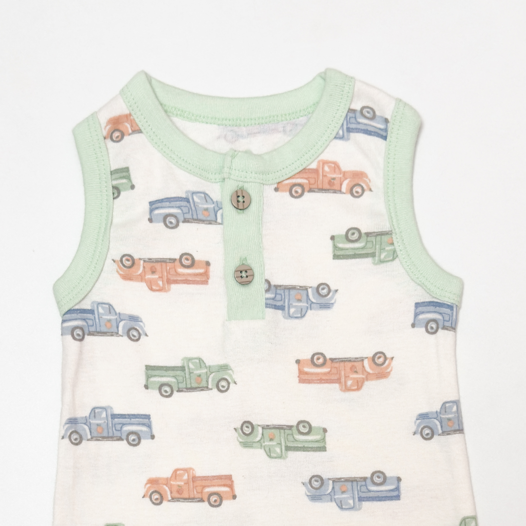 CAR PRINTED SLEEVELESS JUMPSUIT