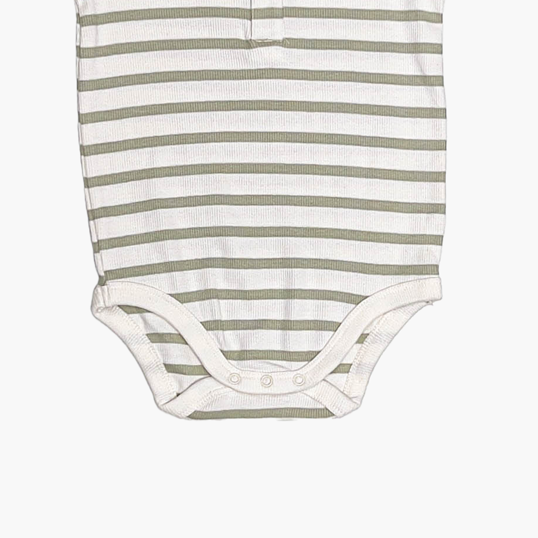 GREEN STRIPED RIBBED ONESIE