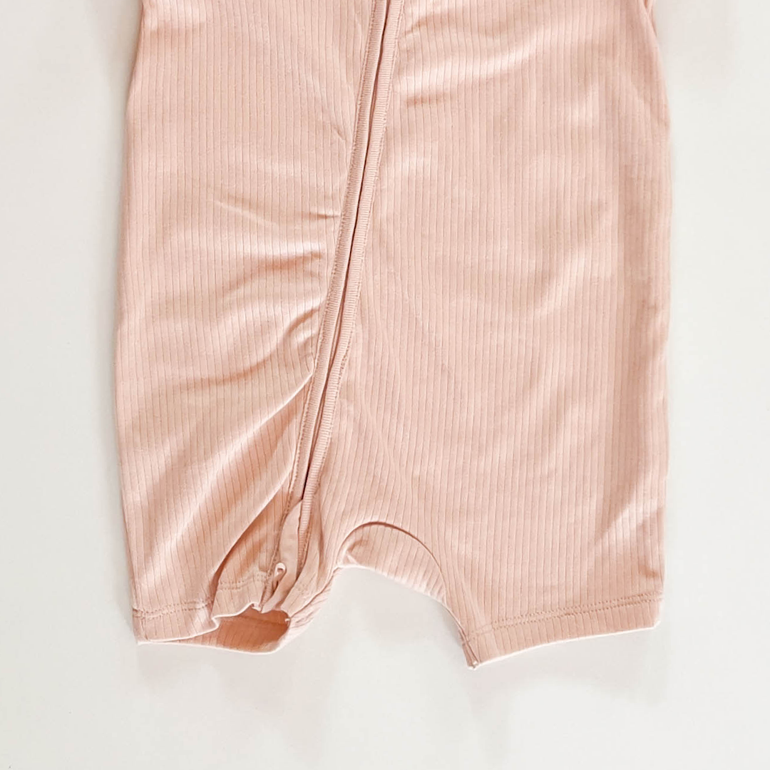 MELON ZIPPER RIBBED JUMPSUIT