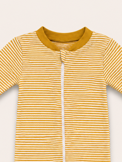 Yellow stripes zipper sleepsuit