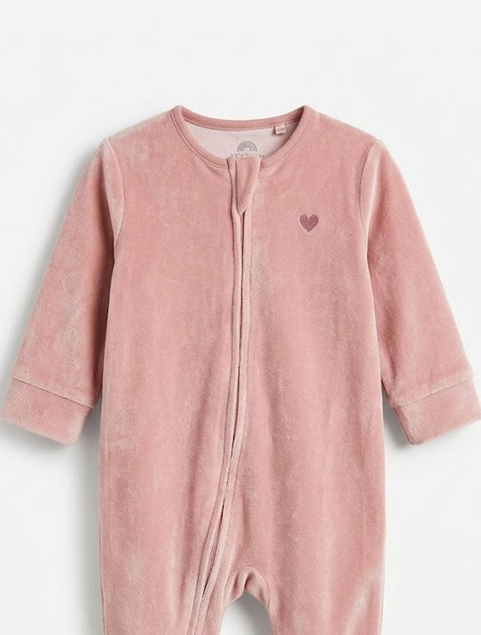 Pink love zipper sleepsuit