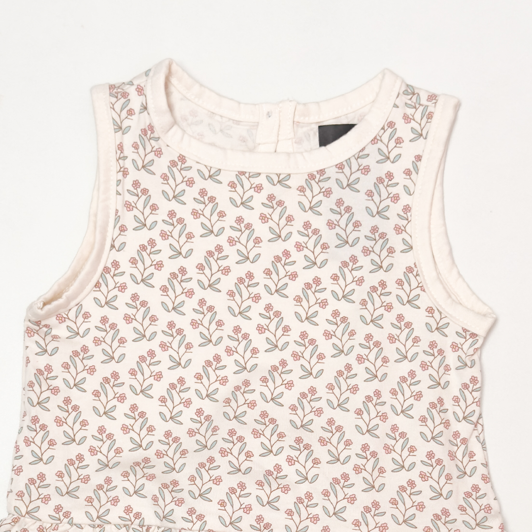 BEIGE FLORAL PRINTED SUNSUIT