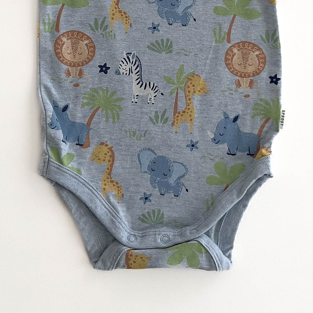 SPROUT ANIMAL PATTERNED ONESIE