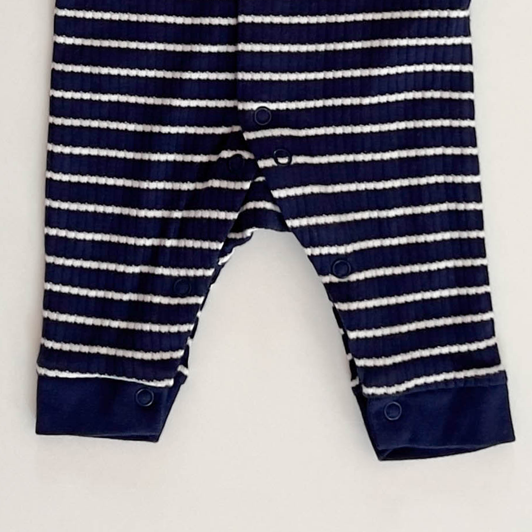 NAVY BLUE AND WHITE STRIPED ROMPER