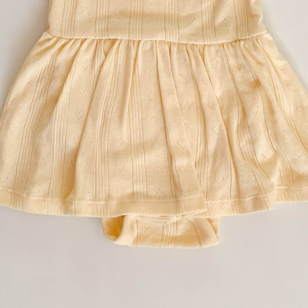 Baby Girl Dress in yellow Pointelle Cotton
