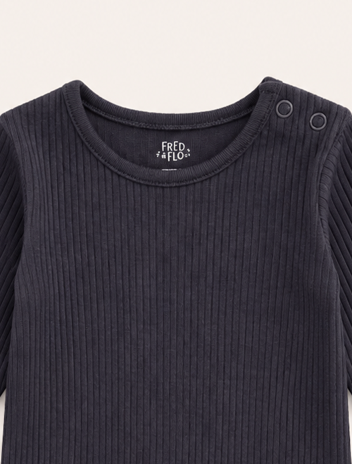 Black ribbed onesie