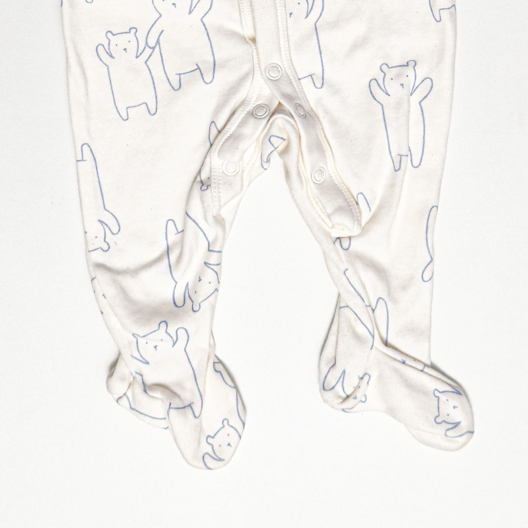 WHITE BEAR PRINTED SLEEPSUIT