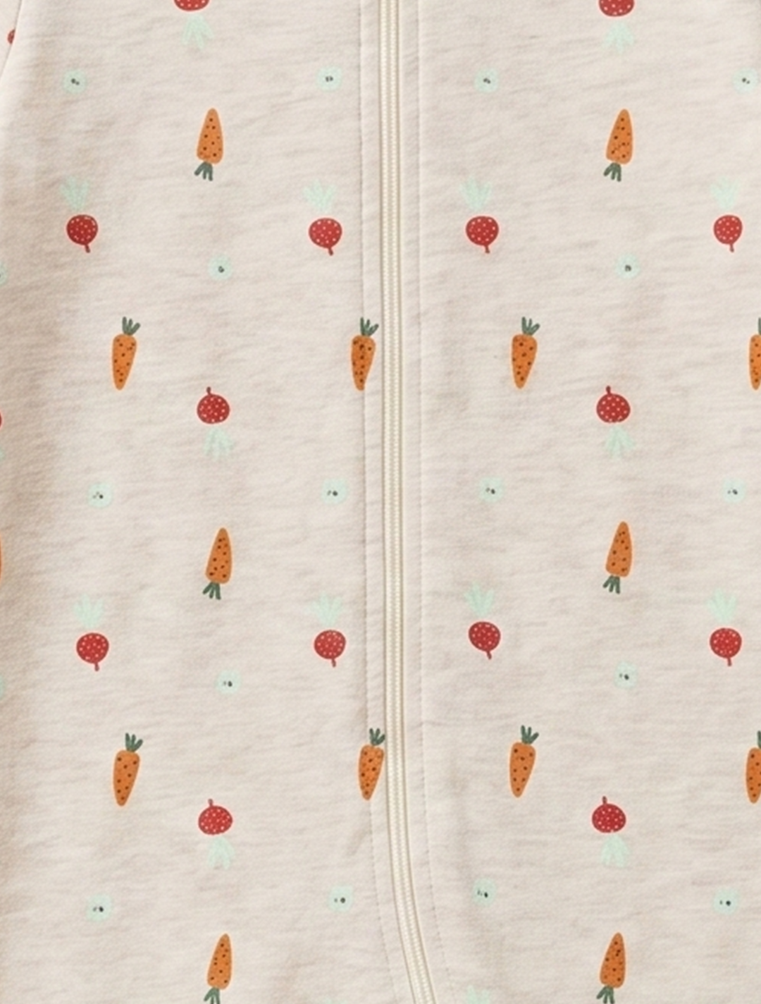 Cute printed beige zipper sleepsuit