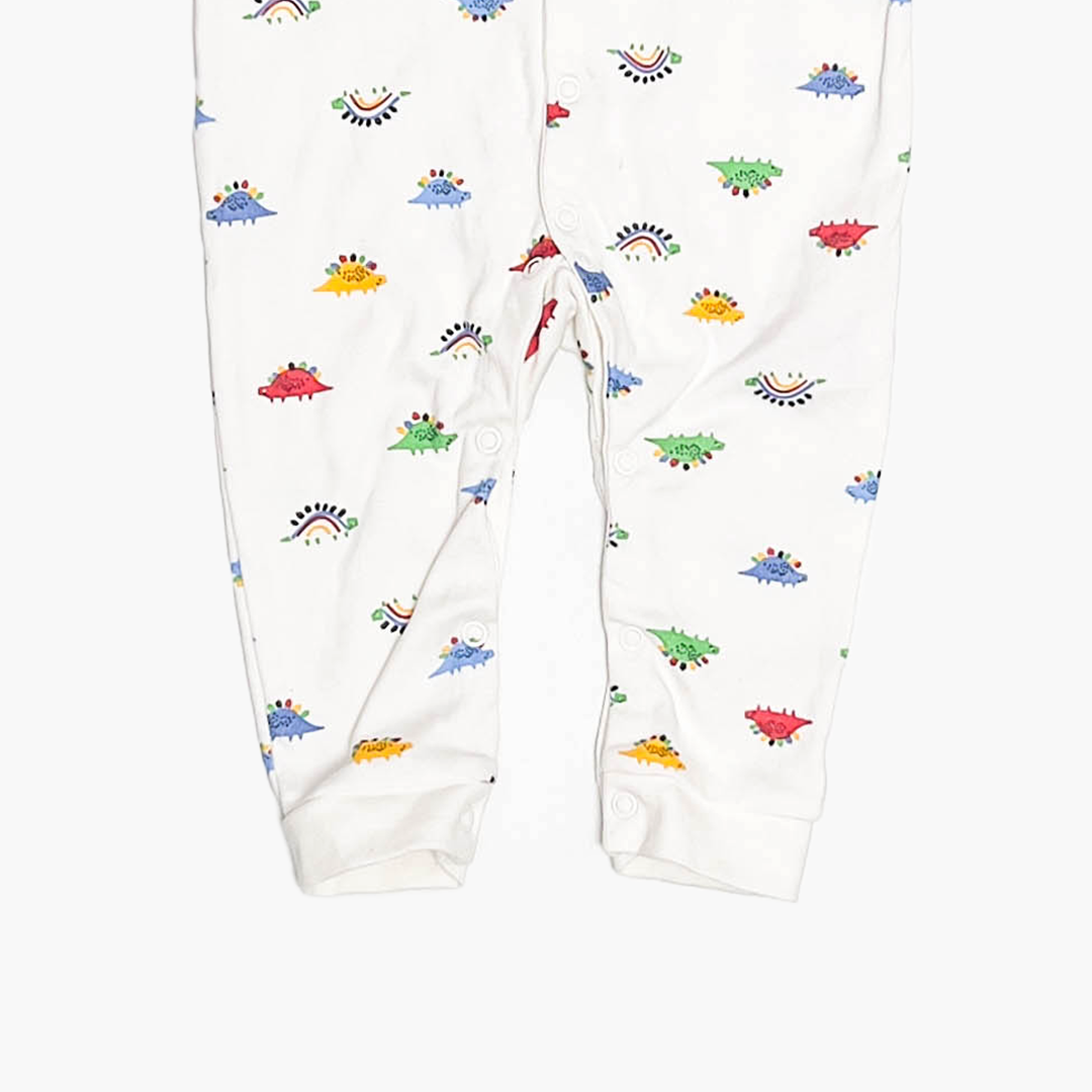 WHITE ANIMAL PRINTED ROMPER