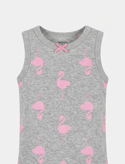 Grey pink printed onesie