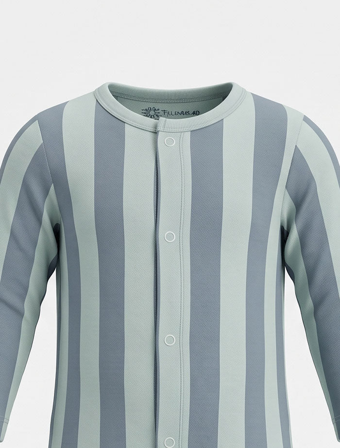 Blue stripes button sleepsuit