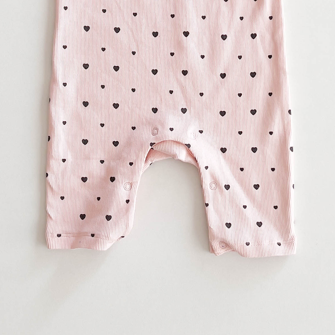 PEACH LOVE PRINTED RIBBED ROMPER