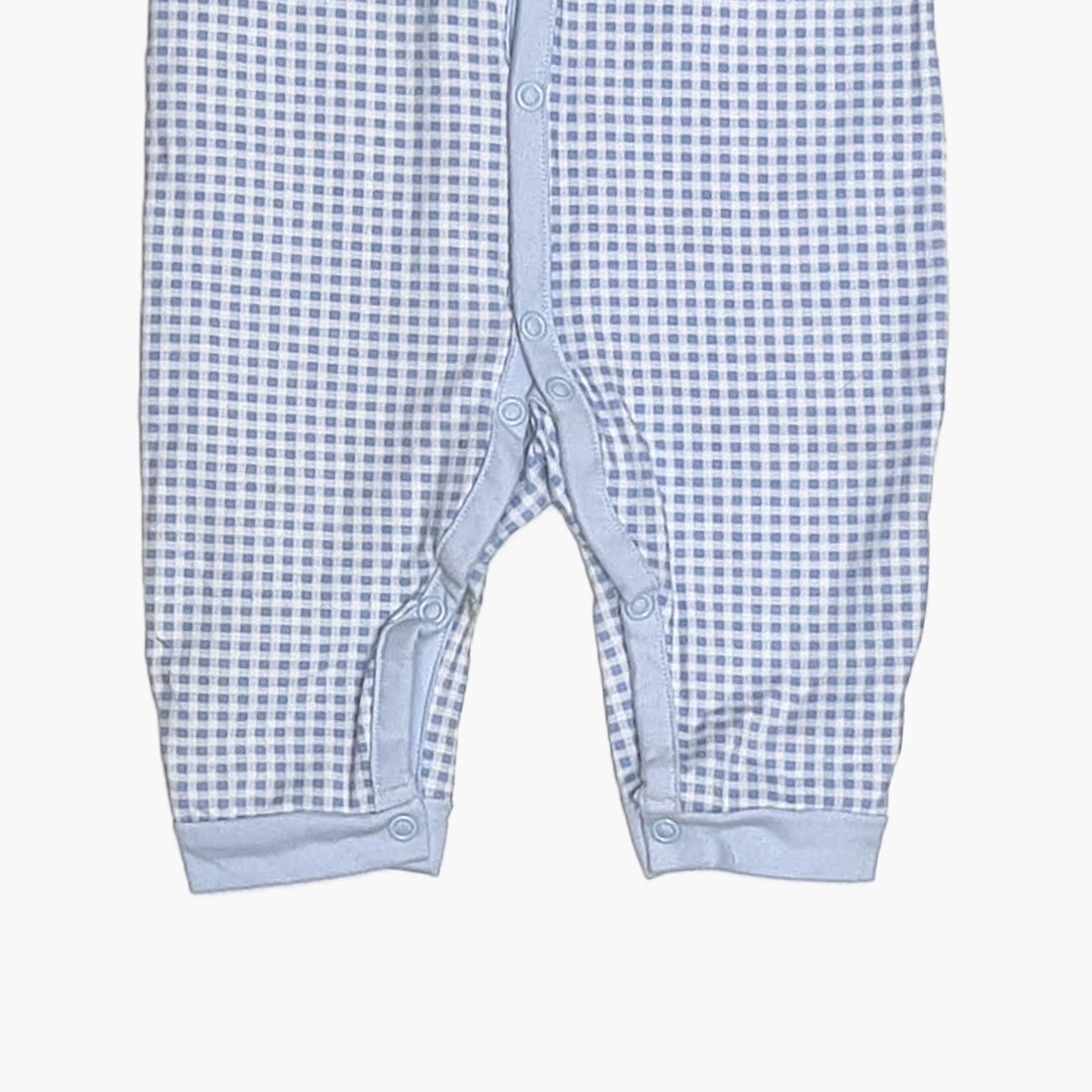 BLUE AND WHITE CHECK ROMPER