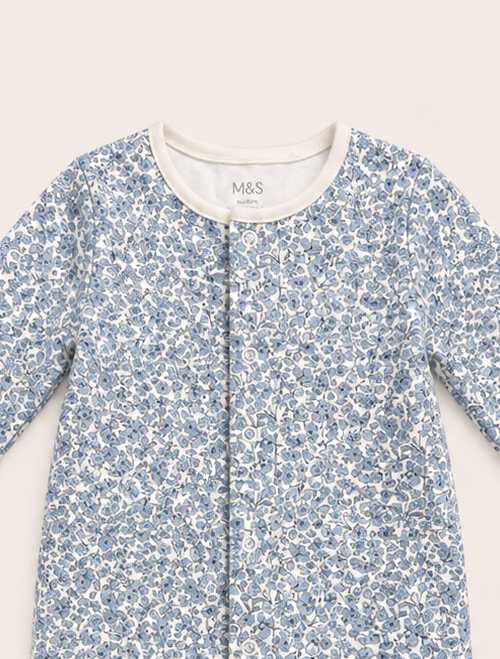 Blue florals girls sleepsuit