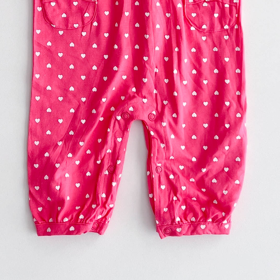 GIRLS PINK LOVE PATTERNED ROMPER