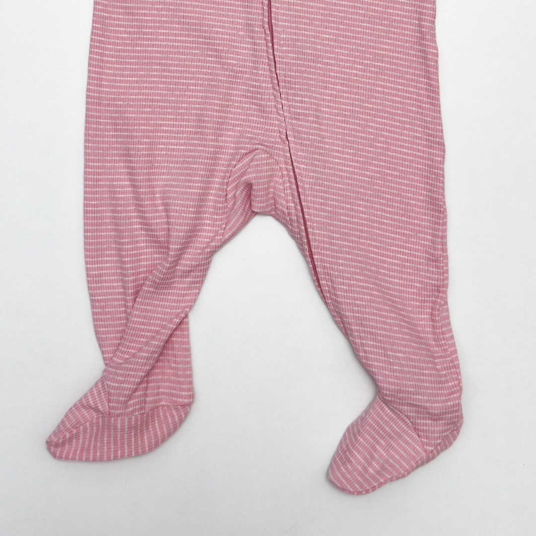 PINK STRIPED ZIPPER SLEEPSUIT