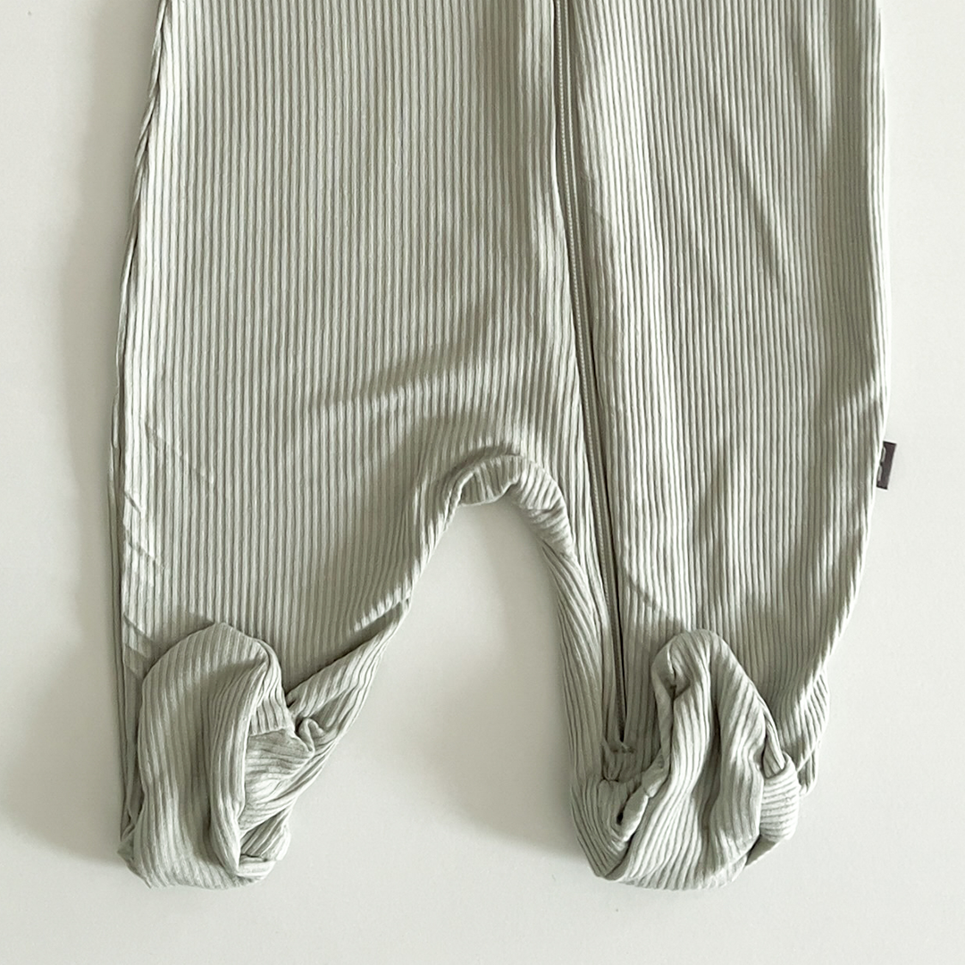 Dusty green ribbed sleepsuit