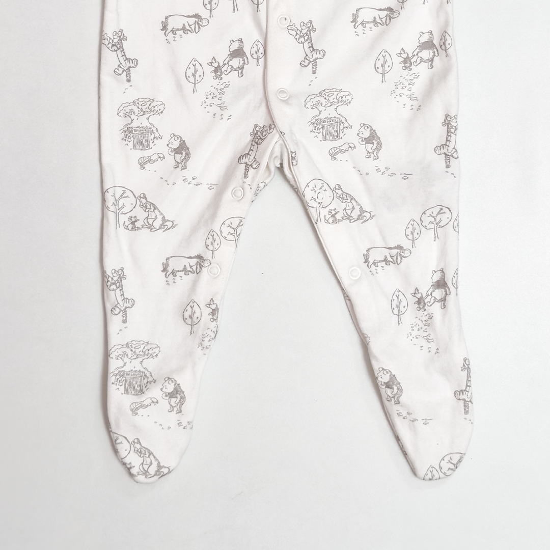 WHITE PRINTED BUTTON SLEEPSUIT