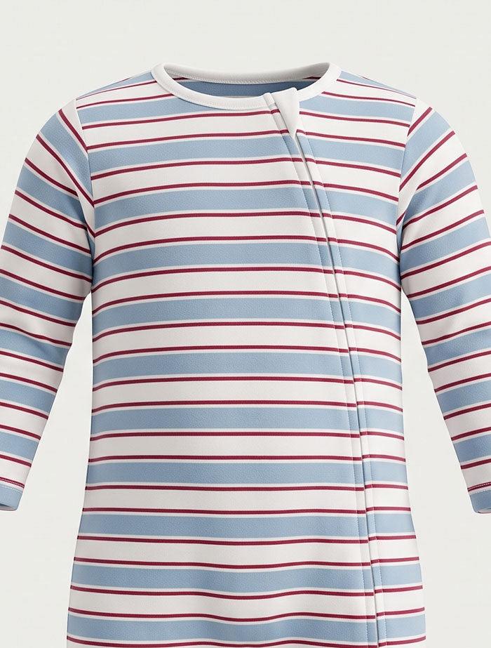 Blue and white stripes sleep suit