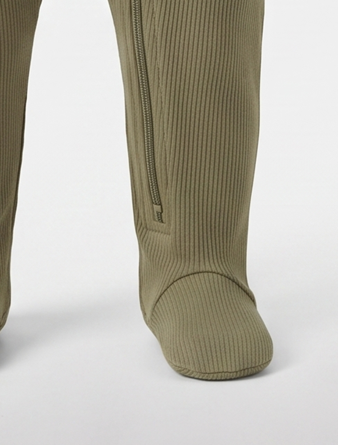 Olive green ribbed sleepsuit