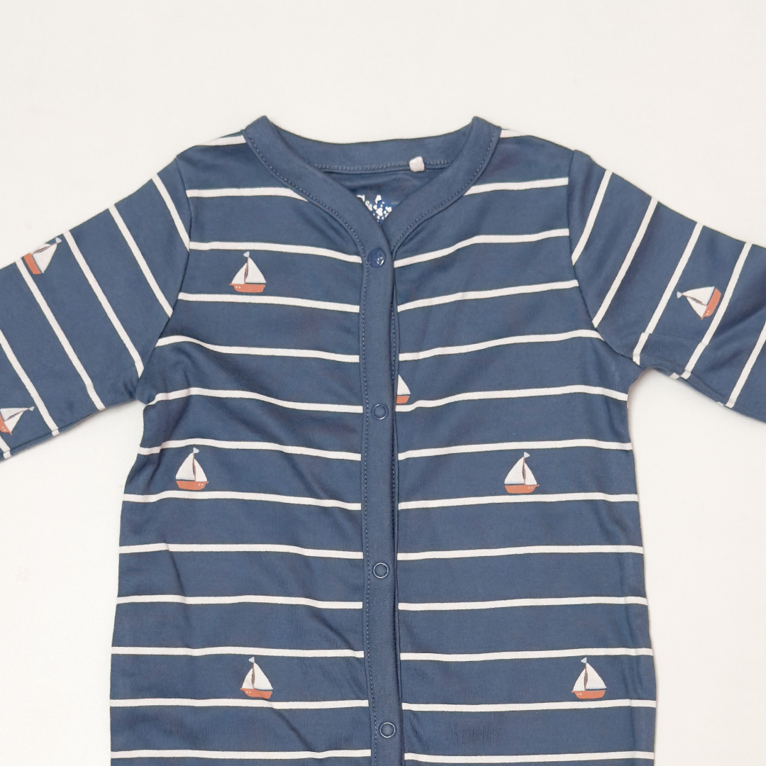 BLUE STRIPED SLEEPSUIT