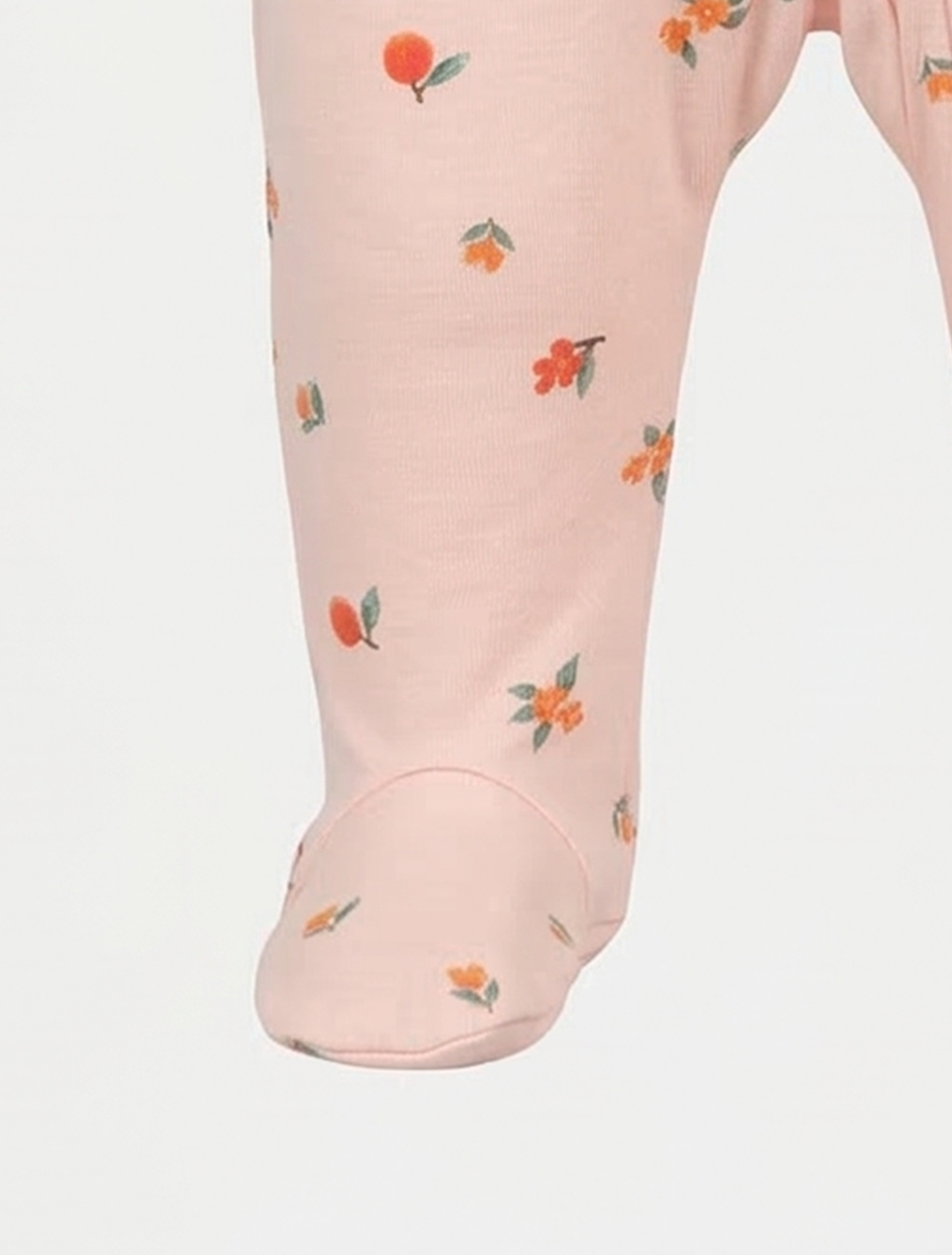 PEACH FLORAL PRINTED ZIPPER SLEEPSUIT