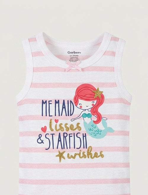 Pink striped sleeveless onesie