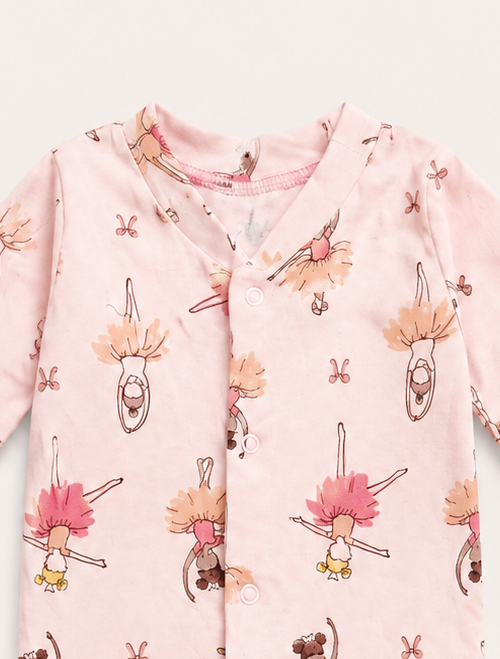 Pink patterned button sleepsuit