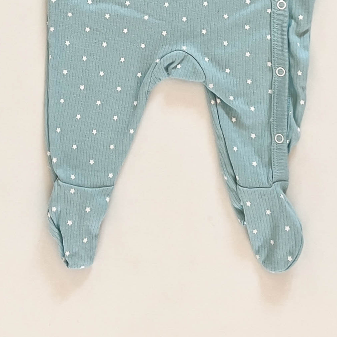 AQUA BLUERIBBED SLEEPSUIT