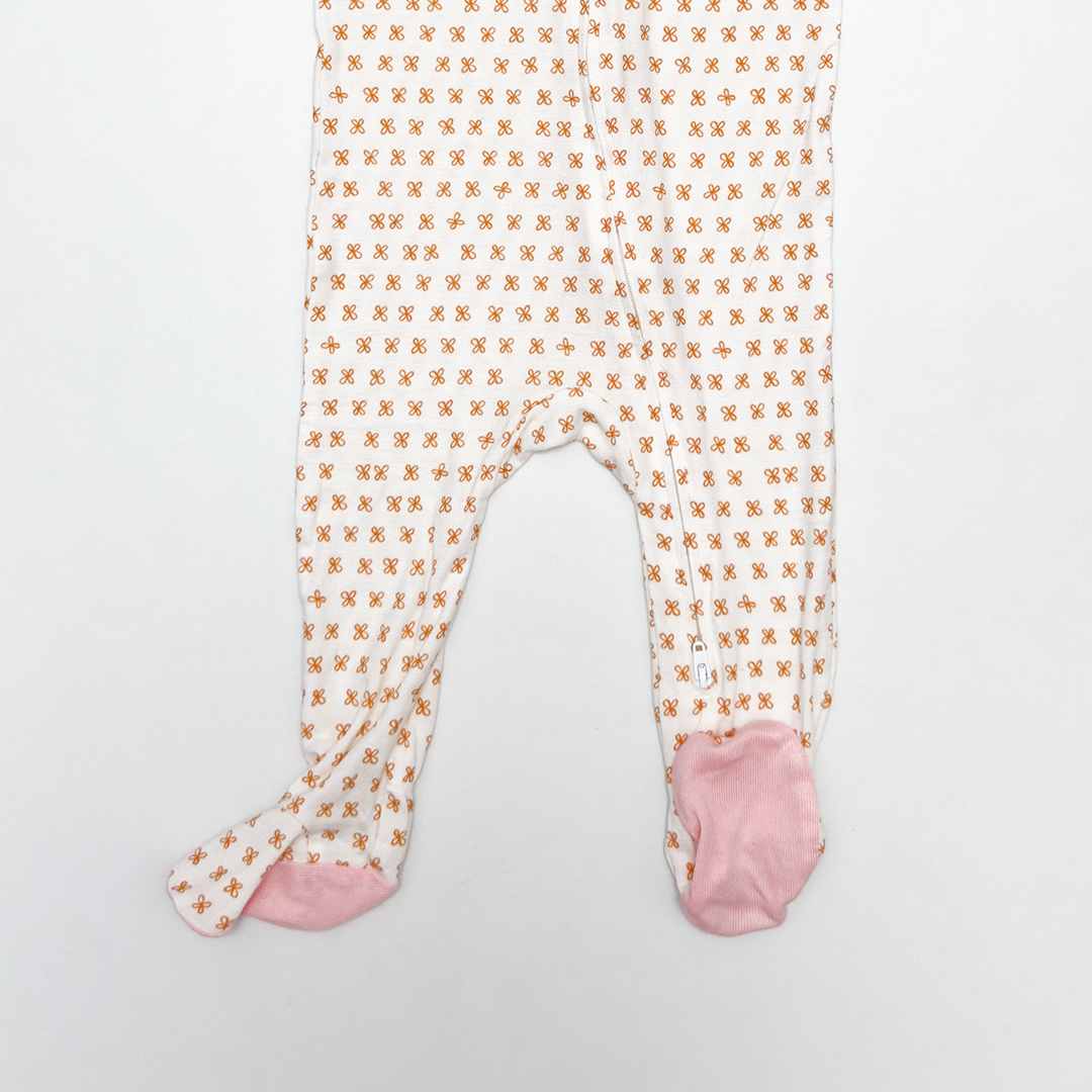 WHITE FLORAL ZIPPER VISCOUS SLEEPSUIT