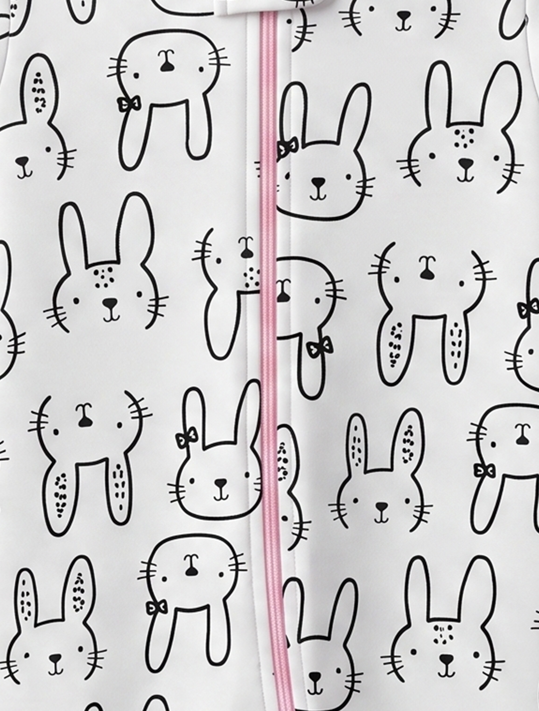 Pink and white bunny zipper sleepsuit