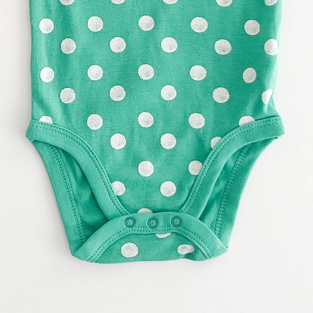 GREEN POLKA DOTTED ONESIE