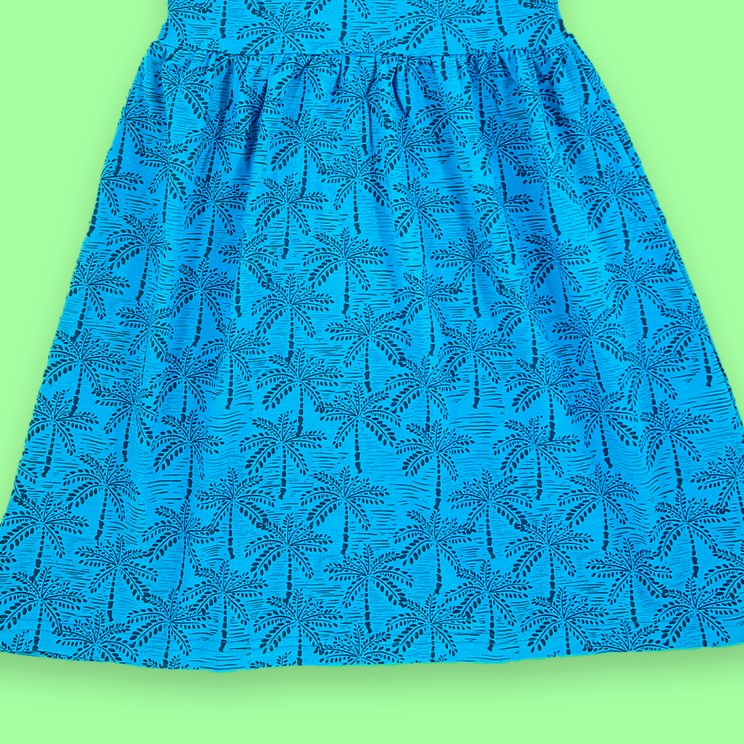 Tree Pattern Teal color girls frok | 3-4 Years |