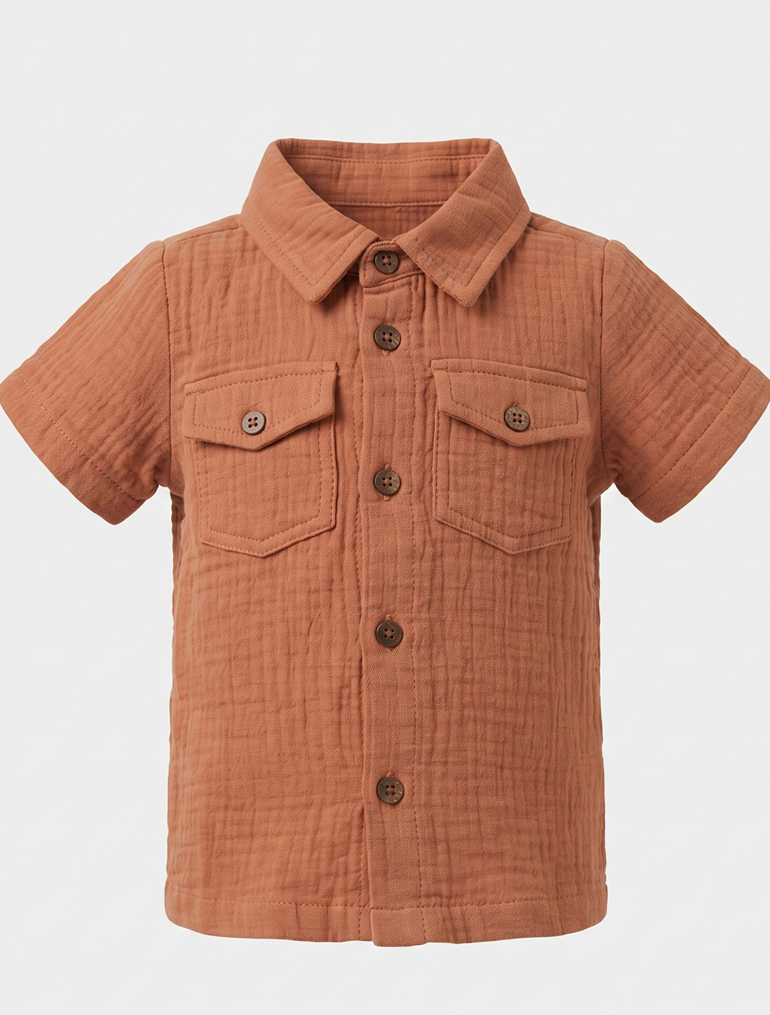 Muslin Shirt & Shorts Co-ord Set – Rust