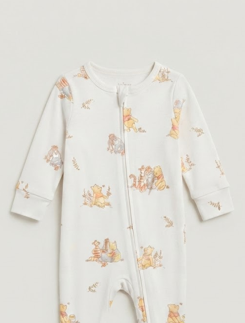 Pooh printed zipper sleepsuit