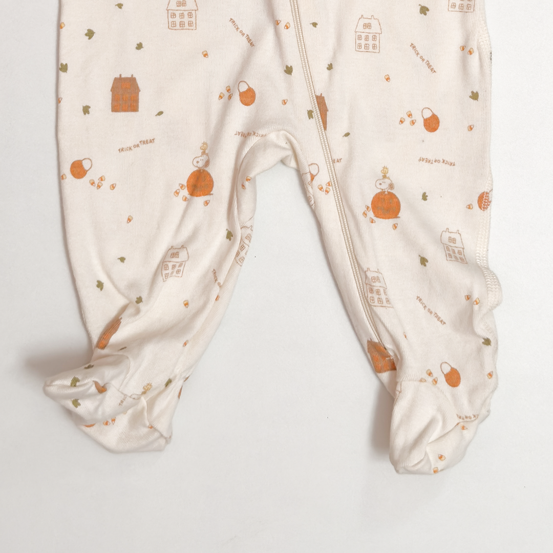 OFF WHITE PRINTED ZIPPER SLEEPSUIT